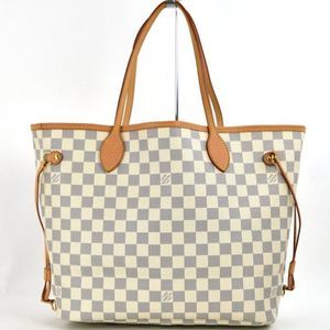Louis Vuitton Tote Bag Damier Azur Neverfull MM Handbag White
